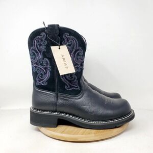 Ariat Fatbaby Boots Womens 7.5 Black Purple Cowboy Western Shoes